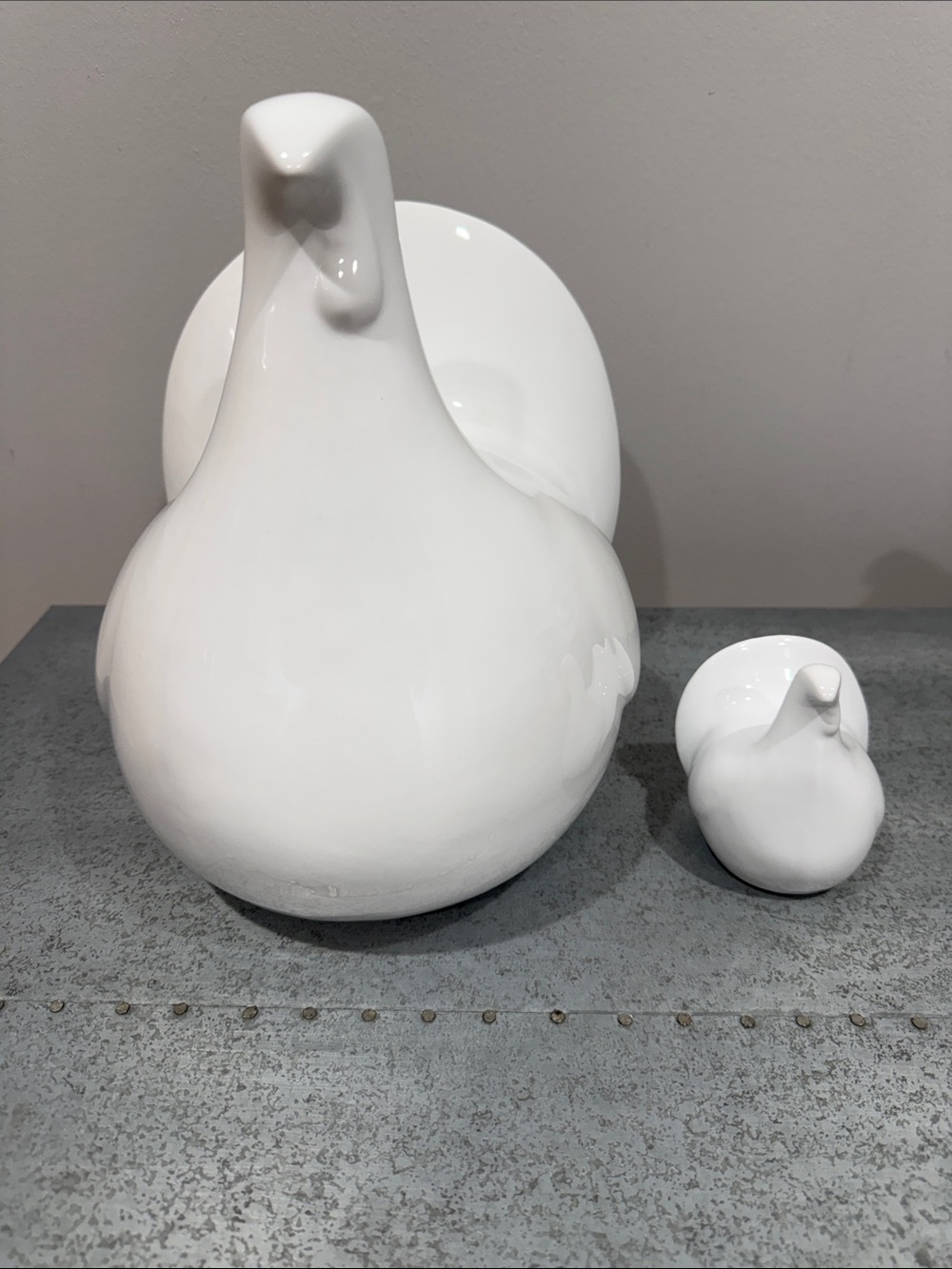 Crate&Barrel White Ceramic Thanksgiving Turkey Figurines - Set of 2.